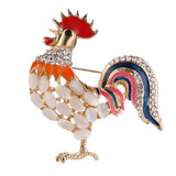 Maxbell Women Men Enamel Crystal Opal Cock Rooster Animal Brooch Pin Jewelry Gift