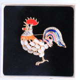 Maxbell Women Men Enamel Crystal Opal Cock Rooster Animal Brooch Pin Jewelry Gift