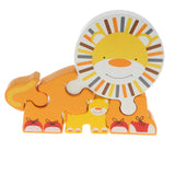 Maxbell Cartoon Wooden 3D Jigsaw Puzzles Animal Model Building Blocks Kids Baby Early Learning Toy -Lion