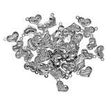 Maxbell 50Pieces 18x11mm Silver Heart Shape Pendant Blank Cabochon Base Setting Trays DIY Jewelry