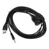 Maxbell 3.5mm AUX Socket Extension USB 3.0 Car Boat Marine Motorcycle Dashboard Flush Mount Panel Cable 2m