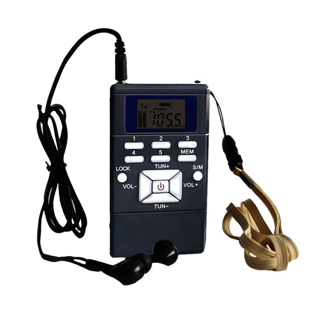 Maxbell FM Battery Operated Portable Pocket Radio - Best Reception and Longest Lasting. FM Radios Player Operated by 2 AAA Battery, with Headphone Black