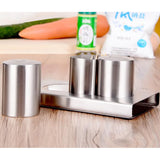 Maxbell Stainless Steel Seasoning Boxes with Toothpick Holders Set Table Spice Jar Barbecue Pepper Shaker Can Table Condiment Dispenser set