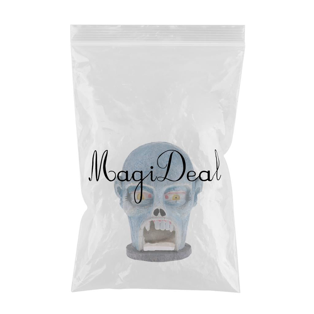 Maxbell Exqusite Resin Skull Model Human Skeleton Miniature Blue for House Diorama Scenery Layout Accessory 3.15inch