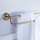 Maxbell Antique Style Brass Double Towel Bar Towel Rack Shelf Bathroom Accessories 24''