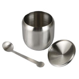 Maxbell Stainless Steel Condiment Seasoning Containers Pots with Spoons & Lid