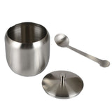 Maxbell Stainless Steel Condiment Seasoning Containers Pots with Spoons & Lid