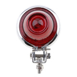 Maxbell Motorcycle Chrome Housing Red LED Tail Brake Light Rear Signal Lamp Silver Houing 12 Volts For Chopper Bobber