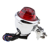 Maxbell Motorcycle Chrome Housing Red LED Tail Brake Light Rear Signal Lamp Silver Houing 12 Volts For Chopper Bobber