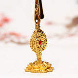 Maxbell Religious Brass Incense Coils Clip Holder w/ Flower Frame Incense Coil Stick