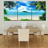 Maxbell 3 Pieces Canvas Decor Wall Art Paintings Seaside Print Picture Set 30*50cm