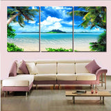 Maxbell 3 Pieces Canvas Decor Wall Art Paintings Seaside Print Picture Set 30*50cm