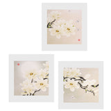 Maxbell 1 Set of 3PCS White Orchid Print Canvas Painting for Home Bedroom Cafe Hotel Room Wall Art Wall Decor Paintings 30cm