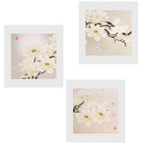 Maxbell 1 Set of 3PCS White Orchid Print Canvas Painting for Home Bedroom Cafe Hotel Room Wall Art Wall Decor Paintings 30cm