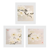 Maxbell 1 Set of 3PCS White Orchid Print Canvas Painting for Home Bedroom Cafe Hotel Room Wall Art Wall Decor Paintings 30cm