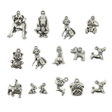 Maxbell 15pcs Mixed Antique Silver Dog Charms Pendants Jewelry Making Accessories