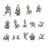 Maxbell 15pcs Mixed Antique Silver Dog Charms Pendants Jewelry Making Accessories