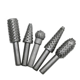 Maxbell 5 Pieces 1/4 Shank Rotary File Rasp Carbide Burrs Wood Carving Bits Set Woodworking