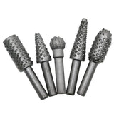 Maxbell 5 Pieces 1/4 Shank Rotary File Rasp Carbide Burrs Wood Carving Bits Set Woodworking