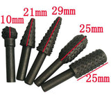 Maxbell 5 Pieces 1/4 Shank Rotary File Rasp Carbide Burrs Wood Carving Bits Set Woodworking