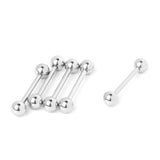 Maxbell Silver 316L Stainless Steel Tongue Nipple Shield Barbell Ring Bar Body Piercing Jewelry 5pcs