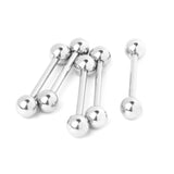 Maxbell Silver 316L Stainless Steel Tongue Nipple Shield Barbell Ring Bar Body Piercing Jewelry 5pcs