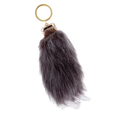 Maxbell Manmade Rabbit Hair Handbag Car Keychain Keyring Charm - Dark Grey