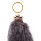 Maxbell Manmade Rabbit Hair Handbag Car Keychain Keyring Charm - Dark Grey