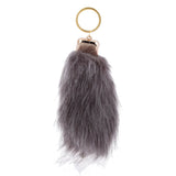 Maxbell Manmade Rabbit Hair Handbag Car Keychain Keyring Charm - Dark Grey