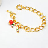 Maxbell Gold Tone Chain Christmas Bracelet Xmas Gift Bangle Holiday Toggle Clasp Jewelry Perfect Gift for Girls Women