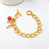 Maxbell Gold Tone Chain Christmas Bracelet Xmas Gift Bangle Holiday Toggle Clasp Jewelry Perfect Gift for Girls Women