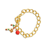 Maxbell Gold Tone Chain Christmas Bracelet Xmas Gift Bangle Holiday Toggle Clasp Jewelry Perfect Gift for Girls Women