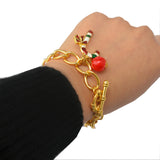 Maxbell Gold Tone Chain Christmas Bracelet Xmas Gift Bangle Holiday Toggle Clasp Jewelry Perfect Gift for Girls Women