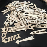 Maxbell 50 Pieces Assorted Wooden Arrow Sign Shapes Cutouts Craft Embellishment Gift Tag Wood Ornament for Wedding Christmas Home DIY