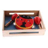 Maxbell 3 Pieces Red Wooden Cartoon Tambourine Musical Instruments Toys Gift for Kids Baby Toddl