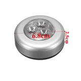 Maxbell Mini Round Adhesive Push/Tap LED Night Light Under Cupboard Cabinet Closet Lamp Battery Powered, 6.8x2.5cm