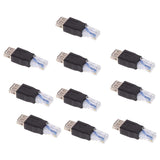 Maxbell 10 Pieces USB Female to Ethernet RJ45 Male Adapter Socket Network Connector