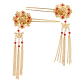 Maxbell 9 Pieces Traditional Ancient Chinese Women Lady Statement Flower Tassel Hair Comb Pin Earring Set Banquet Jewelry