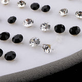 Maxbell 36 Pair Round Black Clear Crystal Assorted Size Earring Stud Fashion Jewelry