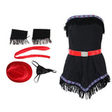 Maxbell Woman Cowgirl Dress Hat Necktie Arm Cuff Waist Band Underwear Costume Set