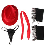 Maxbell Woman Cowgirl Dress Hat Necktie Arm Cuff Waist Band Underwear Costume Set