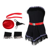 Maxbell Woman Cowgirl Dress Hat Necktie Arm Cuff Waist Band Underwear Costume Set