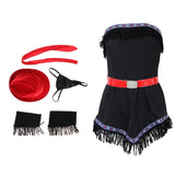 Maxbell Woman Cowgirl Dress Hat Necktie Arm Cuff Waist Band Underwear Costume Set