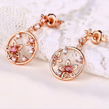 Maxbell Dangle Drop Earrings Elegant Flower Ring Earrings Decoration Jewelry for Wedding Party Daily Life