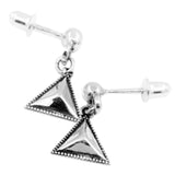 Maxbell Korea 925 Sterling Silver Triangular Faceted Glitter Earrings Women Jewelry