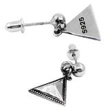 Maxbell Korea 925 Sterling Silver Triangular Faceted Glitter Earrings Women Jewelry