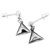 Maxbell Korea 925 Sterling Silver Triangular Faceted Glitter Earrings Women Jewelry