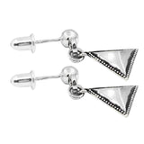 Maxbell Korea 925 Sterling Silver Triangular Faceted Glitter Earrings Women Jewelry