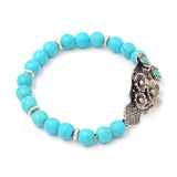 Maxbell Turquoise Bracelet Gorgeous Bracelet Elasticated Owl Pendant Jewelry Perfet Gift For The One You Loved, Friend Or Family