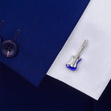 Maxbell Mens French Shirt Cufflinks Silver Tone Electric Guitar Sleeves Button Tuxedo Cuff Studs, 1.1x3.1cm